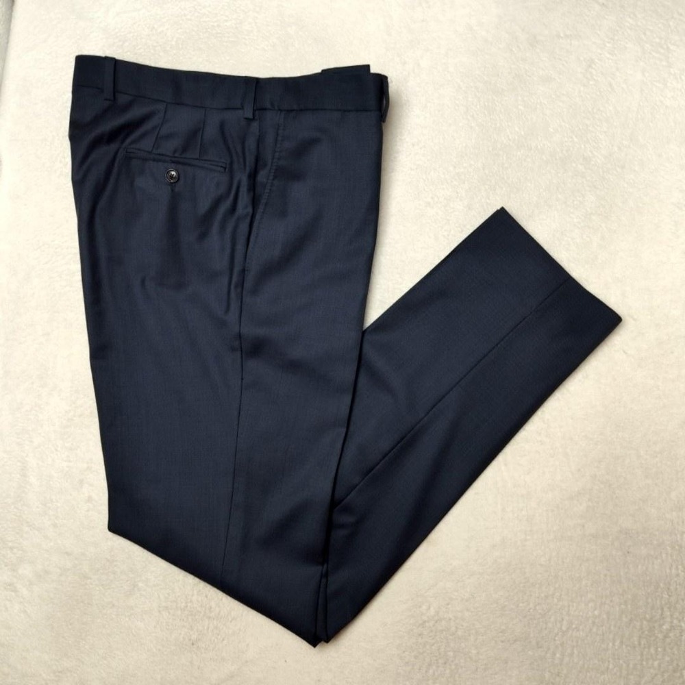 Ted‎ Baker Pants Mens 36x35 Blue Wool Jefferson Dress Slacks Trousers Suit Flat